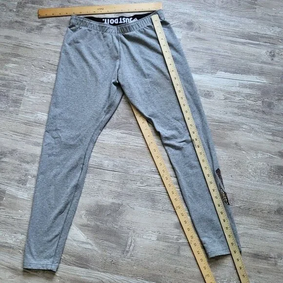 Nike Women Gray Gold Swoosh Just Do It Logo Lightweight Leg A See Legging Size L - Picture 11 of 14